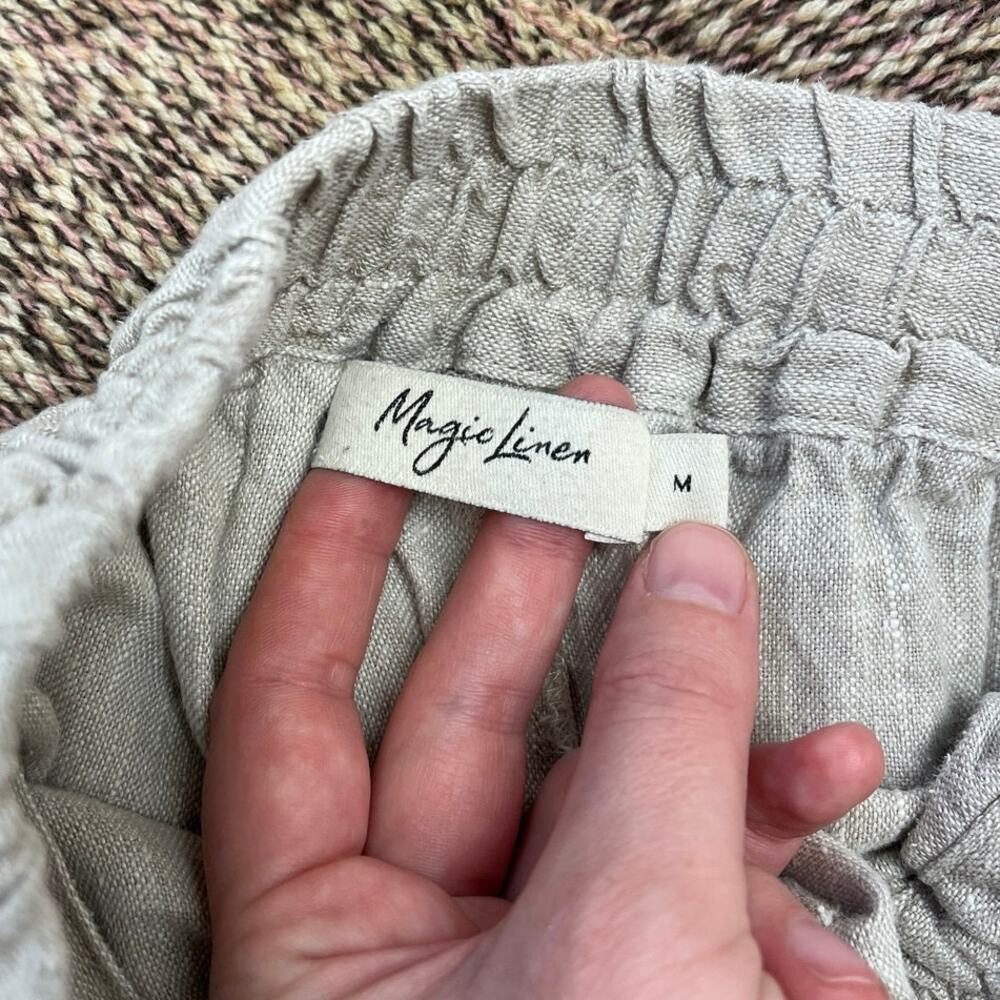 Magic Linen Pull On Drawstring Cropped Coastal Na… - image 8